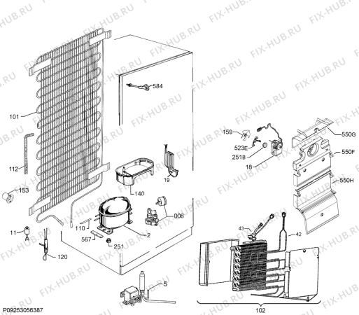 Взрыв-схема холодильника John Lewis JLBIFF1808 - Схема узла Cooling system 017